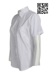 R206 設計女士工作短袖恤衫  牧師恤衫 供應女士修身恤衫 短袖 胸袋 訂做恤衫  恤衫制服公司
